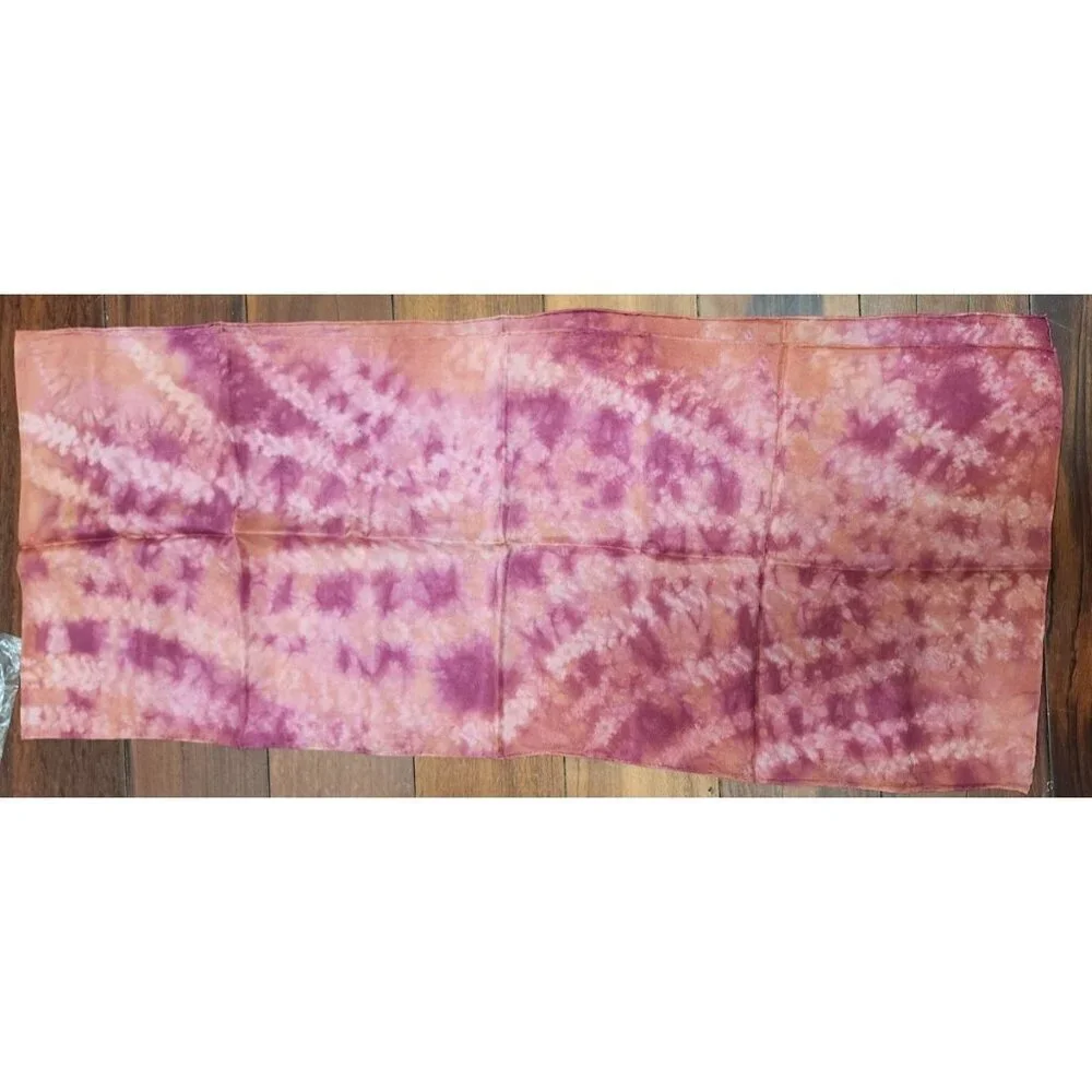 Shibori Dyed Silk Scarf Pink Orange Handmade Artisan Janice Patrignani Long Wrap